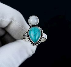 Two Stone 925 Sterling Silver Ring Handmade Boho Jewelry
