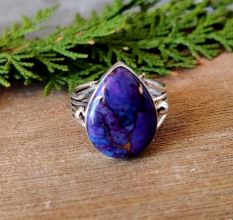 Purple Turquoise 925 Sterling Silver Ring Handmade Boho Jewelry