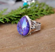 Purple Turquoise 925 Sterling Silver Ring Handmade Boho Jewelry