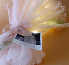 Cream Lily and Red Blossoms Crochet Bouquet