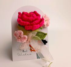 Vibrant Fuchsia Crochet Rose Blossoms Tulle