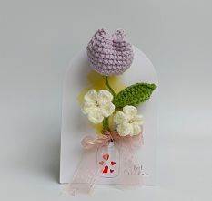 Lavender Crochet Tulip With Cream Blossom Tulle