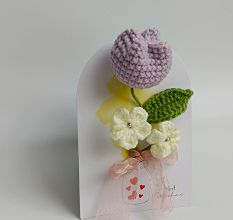 Lavender Crochet Tulip With Cream Blossom Tulle