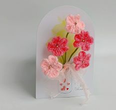 Cluster of Ombre Pink Crochet Blossoms Arrangement