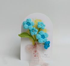 Gradient Blue Crochet Flowers Blossoms Tulle