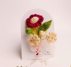 Fuchsia Crochet Daisy and Cream Blossoms Tulle