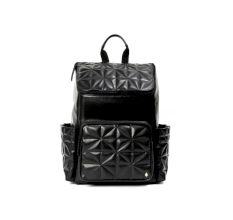 Quilted Black Vegan Leather Bagpack Artisanal Design