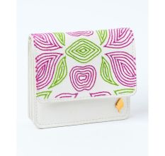 Playful Pink Green Swirl Vegan Leather Cardholder