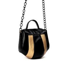 Dual Tone Black Tan Vegan Leather Sling