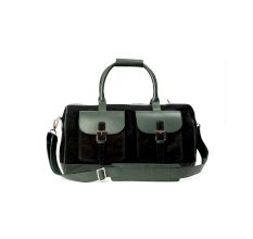 Forest Green Satchel With Brown Vegan Leather Duffle Bag