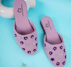 Pastel Pink Mules with Playful Comfort Patterned