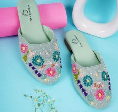 Handmade Soft Pastel Handmade Floral Mules for Women