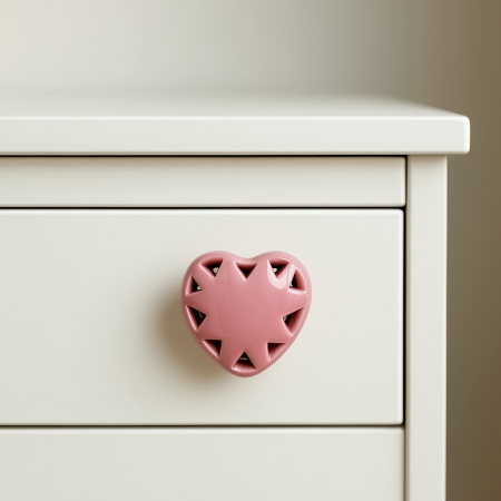 Pink Heart Ceramic Knob