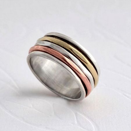 Mixed Metal Stacking 925 Sterling Silver Ring