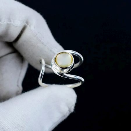 Elegant Pearl 925 Sterling Silver Ring Handmade Dainty for Women