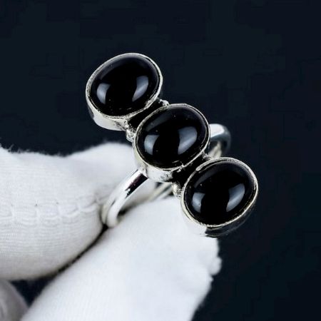 Black Onyx Ring 925 Sterling Silver Handmade Boho Jewelry