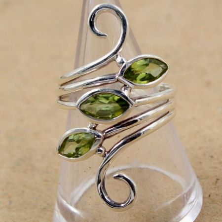 Peridot 925 Sterling Silver Ring Handmade Boho Jewelry