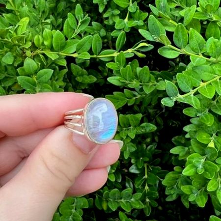 Rainbow Moonstone 925 Sterling Silver Ring Handmade Boho Jewelry