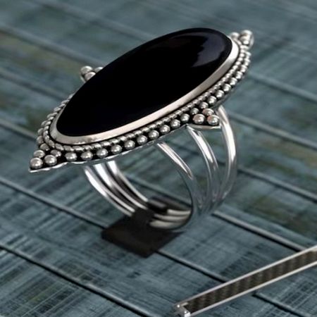 Boho Black Onyx Ring 925 Sterling Silver Handmade Gemstone Jewelry