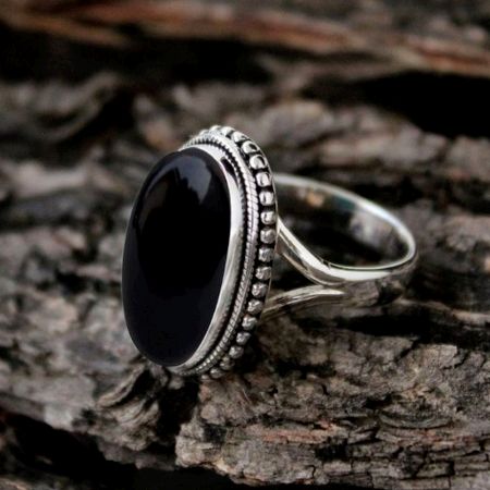 Black Onyx Gemstone Ring 925 Sterling Silver Handmade Jewelry for Women