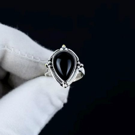 Black Onyx Gemstone Ring 925 Sterling Silver Handmade Jewelry