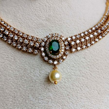 Premium Bridal Stone Necklace Set With Pearls
