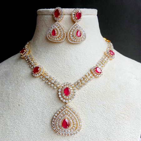 Handcrafted Luxe Rose Necklace Jewellery Set