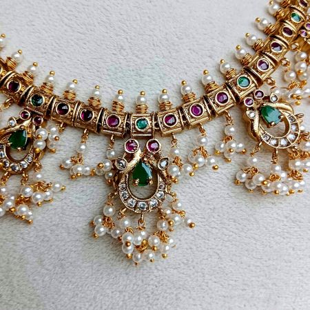 Handcrafted Beaded Silk Necklace Jewellery Set