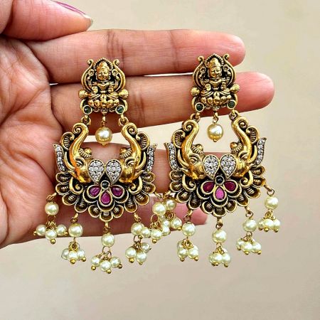 Handcrafted Ethnic Velvet Long Earrings Design