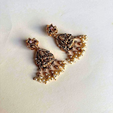 Handcrafted Bridal Moon Dangling Earrings Design