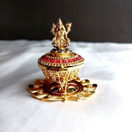 Handmade Crystal Polki Kumkum Box Holder