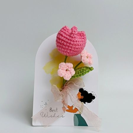 Pink Crochet Tulip Charming Frilly Tulle With Ivory Accent