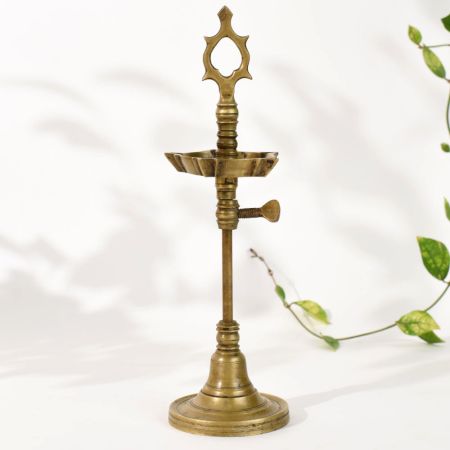 Handcrafted South Indian Adjustable Vintage Brass Lamp
