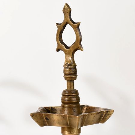 Traditional Brass Oil Lamp with Adjustable Height for Rituals