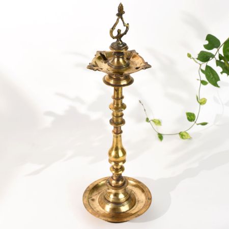 Traditional Brass Temple Style Lamp Stand for Rituals