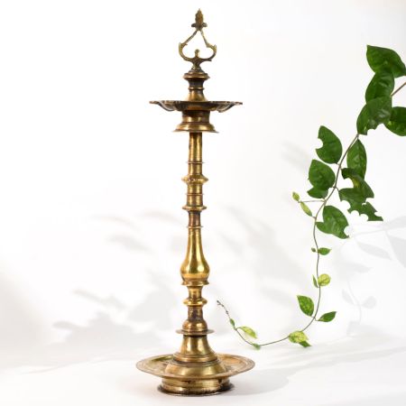 Traditional Brass Temple Style Lamp Stand for Rituals