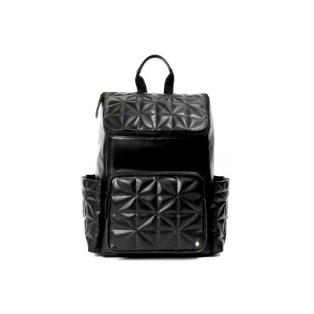 Quilted Black Vegan Leather Bagpack Artisanal Design