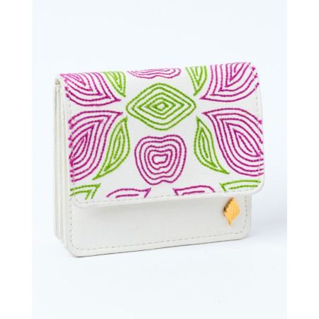 Playful Pink Green Swirl Vegan Leather Cardholder