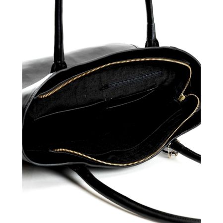 Minimalist Black Leather Tote With Sleek Curved Handles