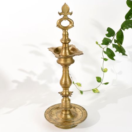 Handcrafted Brass Temple Lamp Stand for Hindu Rituals
