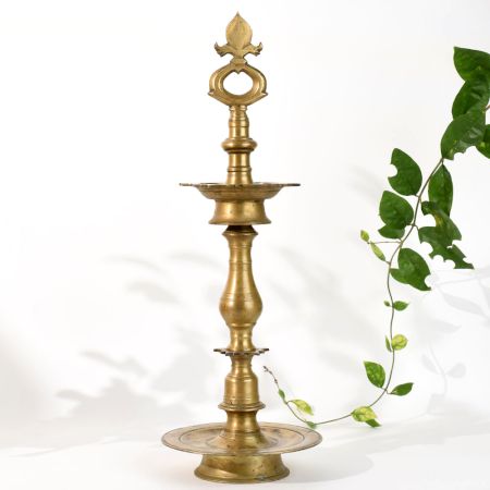 Handcrafted Brass Temple Lamp Stand for Hindu Rituals