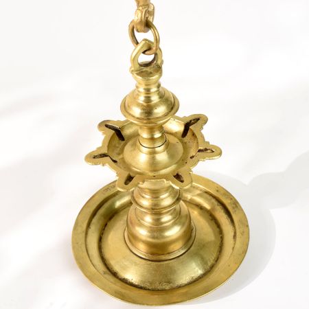 Traditional Brass Hanging Oil Lamp With Chain for Temple