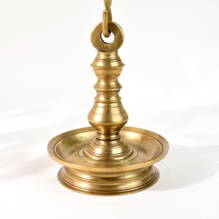 Vintage Brass South Indian Hanging Oil Lamp for Rituals
