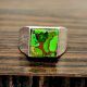 925 Silver Green Turquoise Ring Healing Gemstone Gift for Men