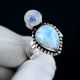 Larimar Moonstone Boho 925 Sterling Silver Ring Handmade Boho Jewelry