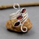 Garnet Three Stone 925 Sterling Silver Ring Handmade Boho Jewelry