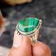 Boho Malachite Ring 925 Sterling Silver Handmade Gemstone Jewelry