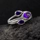 Three Amethyst 925 Sterling Silver Ring Handmade Boho Jewelry