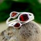 Handmade Three Red Garnet Ring 925 Sterling Silver Boho Jewelry