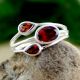 Handmade Three Red Garnet Ring 925 Sterling Silver Boho Jewelry
